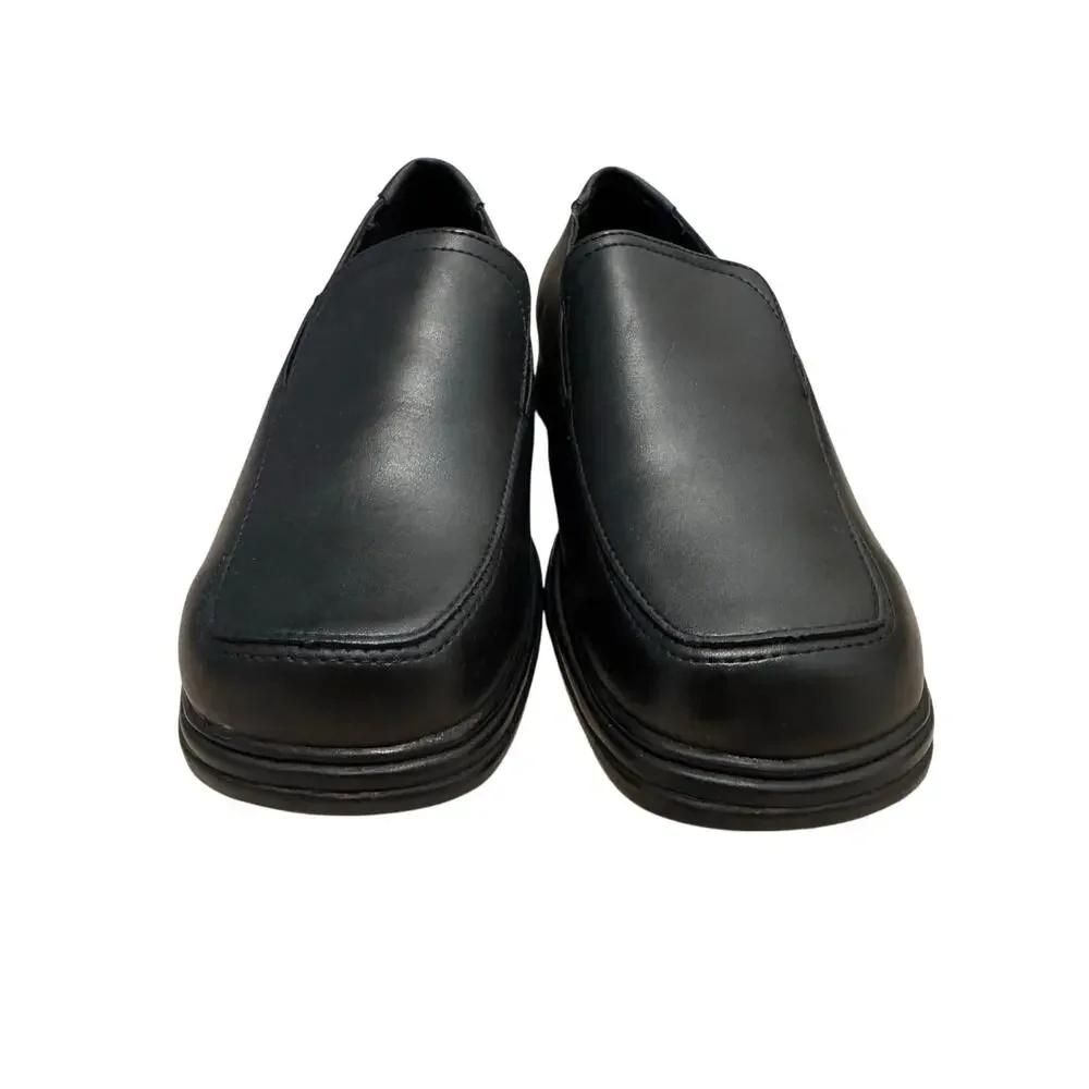 NWT Safetrax Black‎ Leather Slip Resistant Women’s Work Shoes 7.5 Slip-On #65125